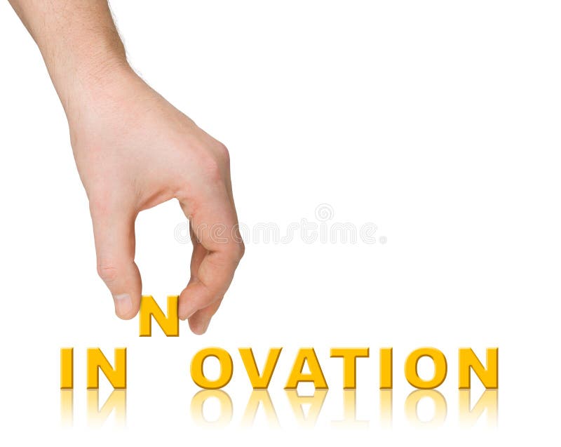 Hand and word Innovation royalty free stock image