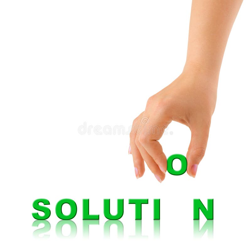 Hand and word Solution stock image