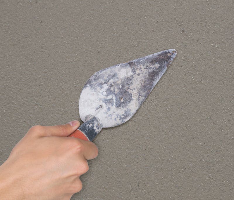 Hand of Worker Use Trowel Plastering Concrete at Wall Stock Photo Image of professional