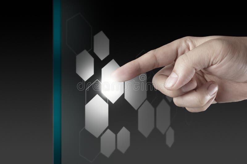 Hand working on modern technology stock photography