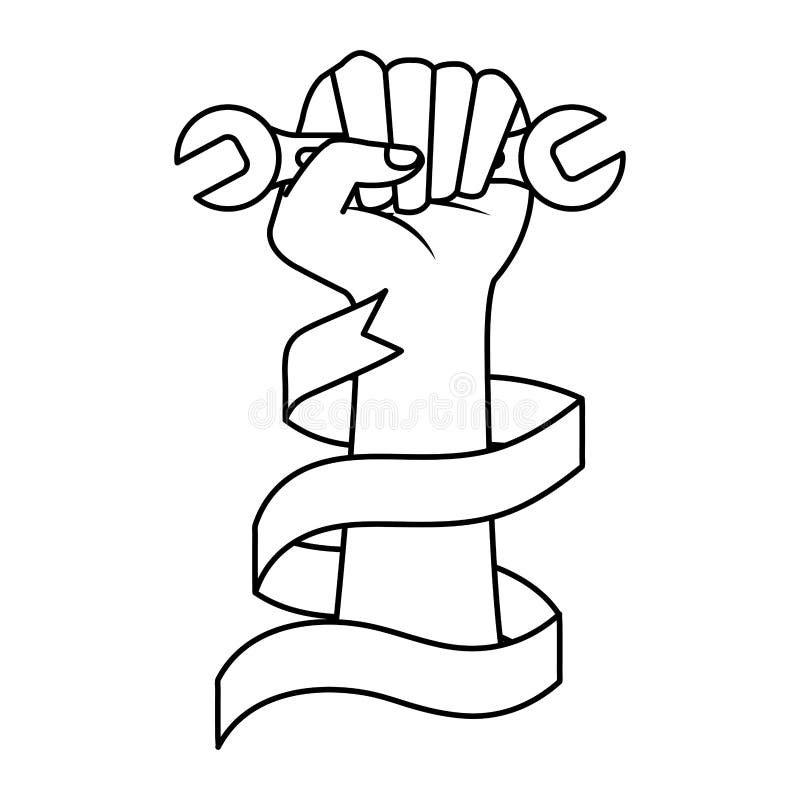 Hand with Wrench Key Tool Icon Stock Vector Illustration of human