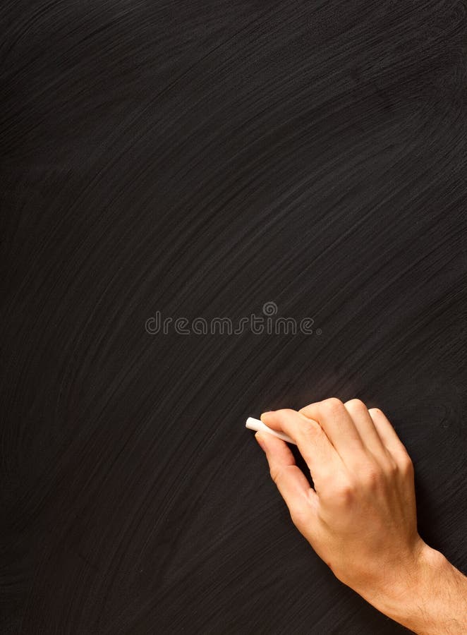 Hand writing on a blackboard