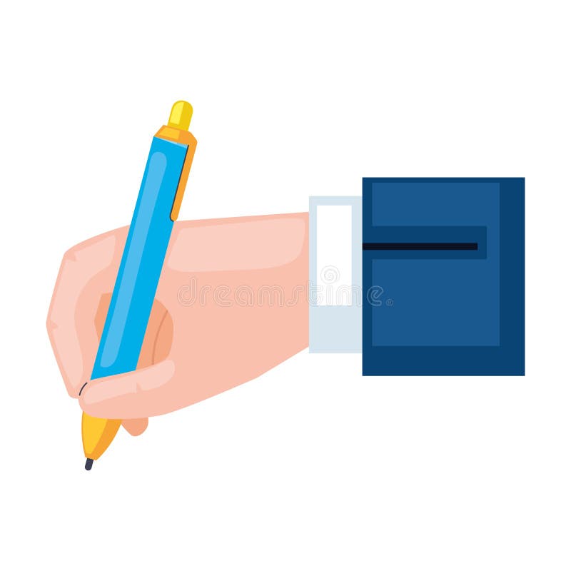 Hand writing with blue pen royalty free illustration