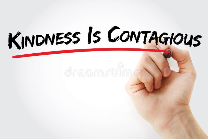 Hand writing Kindness Is Contagious with marker, health concept background stock photo
