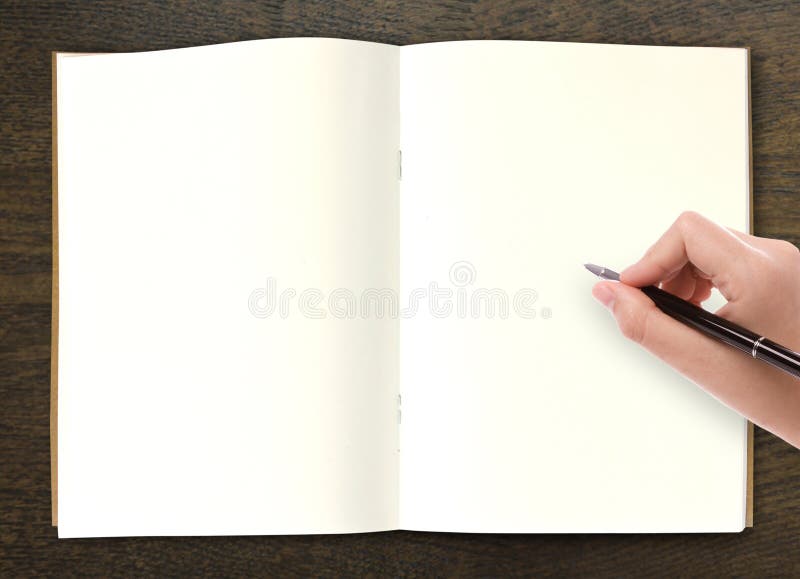 Open Blank Paper Book And Bullet Journal With No Writing On The Pages Over  A Dark Wooden Background Stock Photo - Download Image Now - iStock