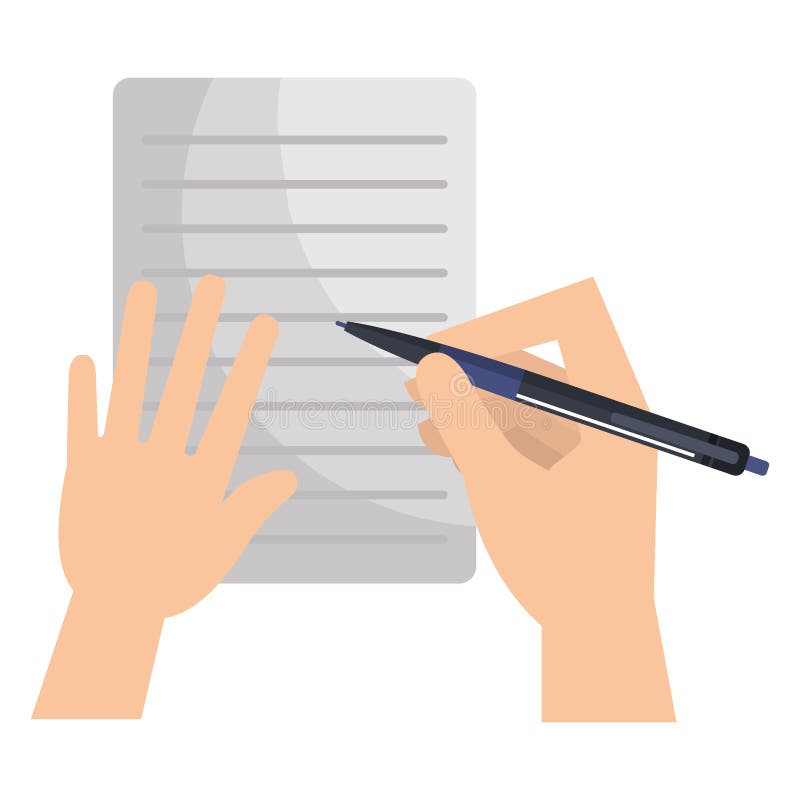 Hand writing with pencil in document vector illustration