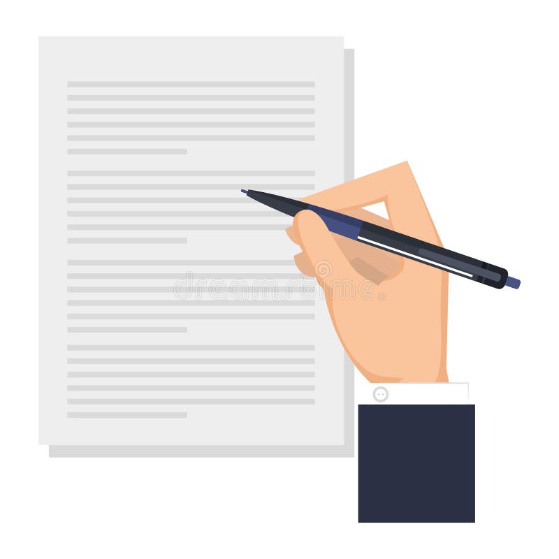 Hand writing with pencil in paper royalty free illustration