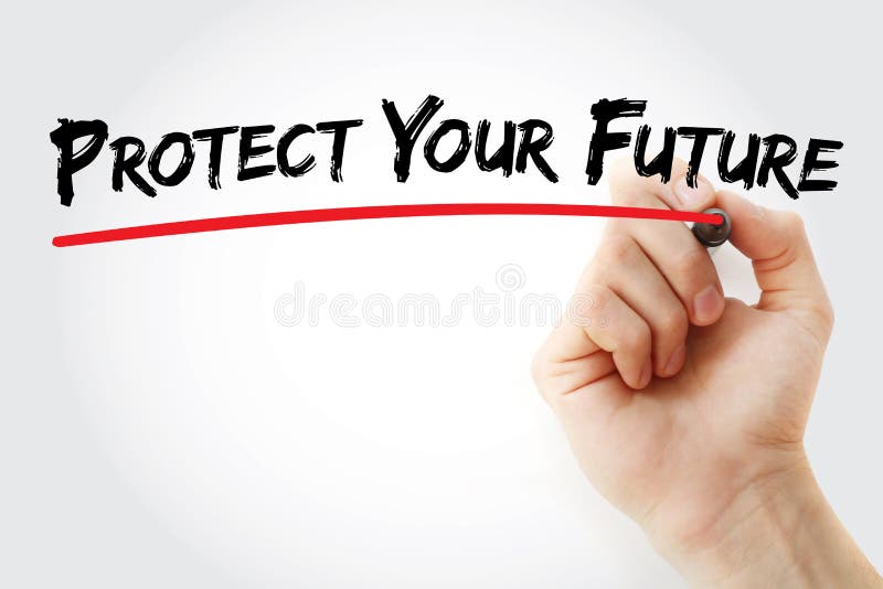 Hand writing Protect Your Future with marker, business concept royalty free stock photo