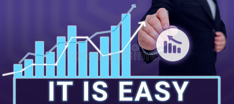 Hand writing sign It Is Easy. Word for clear simple not complicated basic effortless stock images