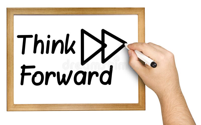 Hand Writing Think Forward Black Marker Whiteboard stock image