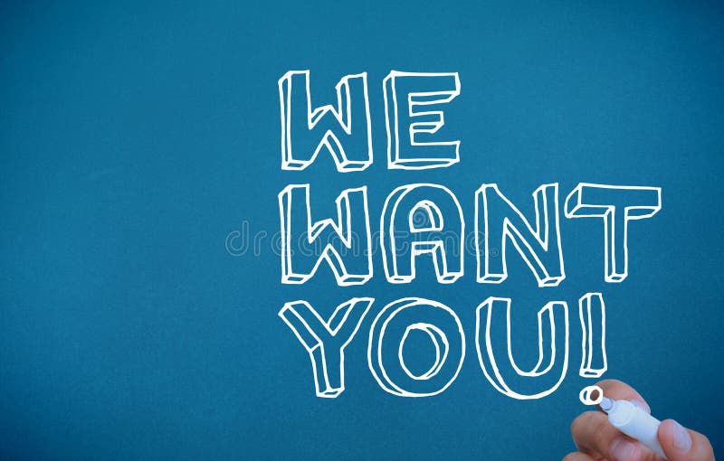 Hand writing we want you stock images