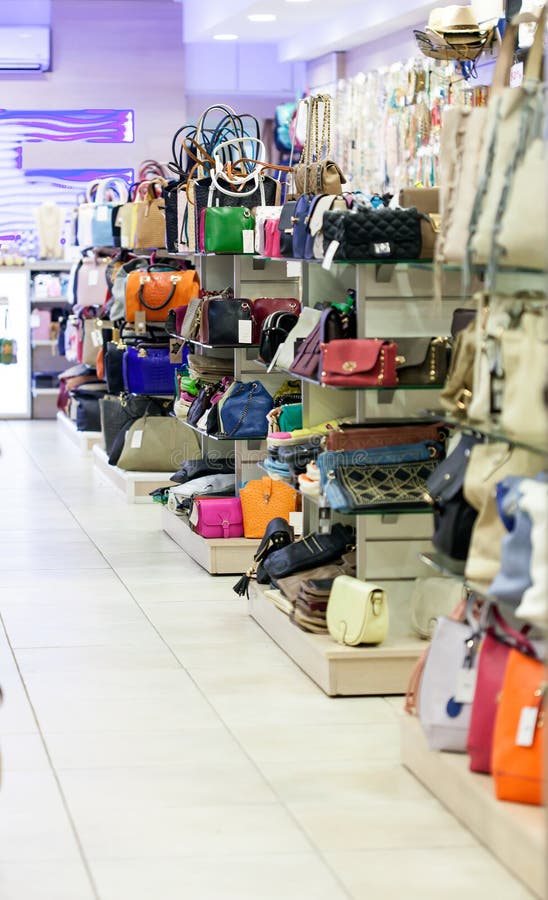 Handbags in the shop stock image. Image of handle, accessory 60585207
