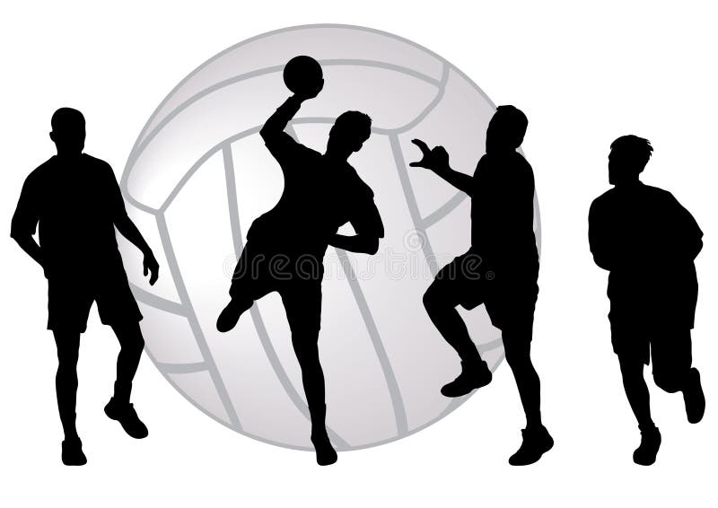 Black silhouette of handball players. Handball vectors