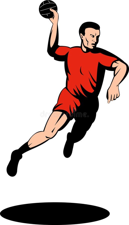 Download Handball Player Jumping With Ball Stock Illustration - Illustration of full, adult: 10245260