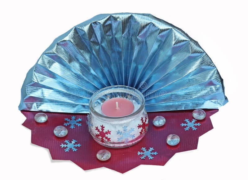 Handcrafted Decoration with Fan and Candle Stock Image Image of close