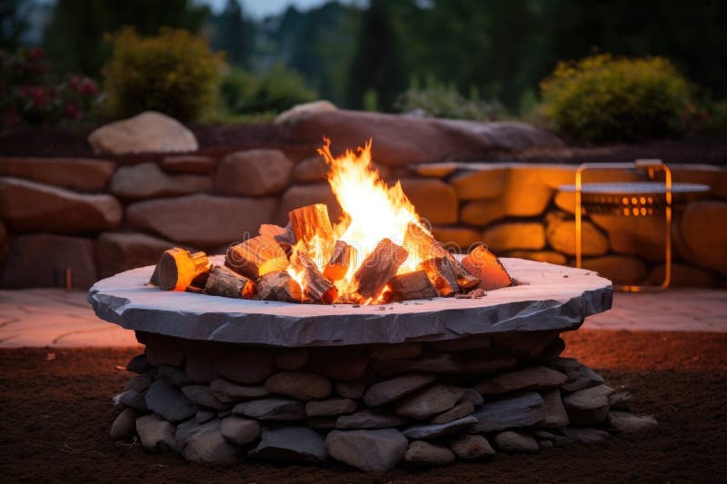 Handcrafted Fire Pit with Stacked Stones Stock Image Image of stones