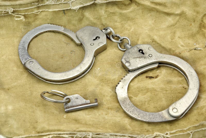 Handcuffs Key Camouflage Army Bag Fabric Stock Photos Free & Royalty