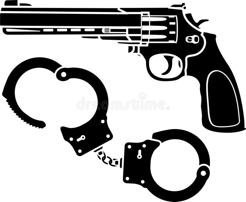 Handcuffs and pistol