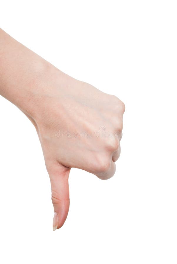 Handdaumen unten lokalisiert auf weißem Hintergrund lizenzfreie stockbilder Handdaumen unten lokalisiert auf weißem Hintergrund lizenzfreie stockbilder