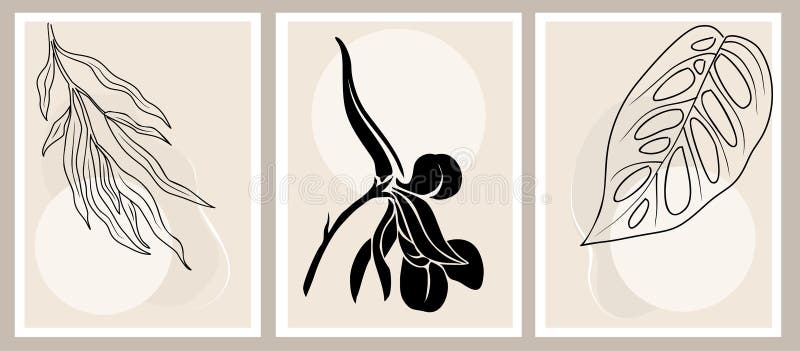 Handdragen, abstrakt väggkonst med larkspurblomma. vektor illustrationer