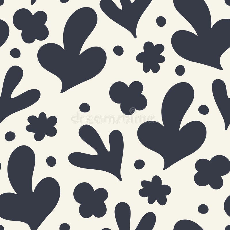 Handdragen organisk, sömlöst mönster. vektorminimalistisk florform i glorala tillväxtformer skrivs ut. trendig abstrakt naiv royaltyfri illustrationer