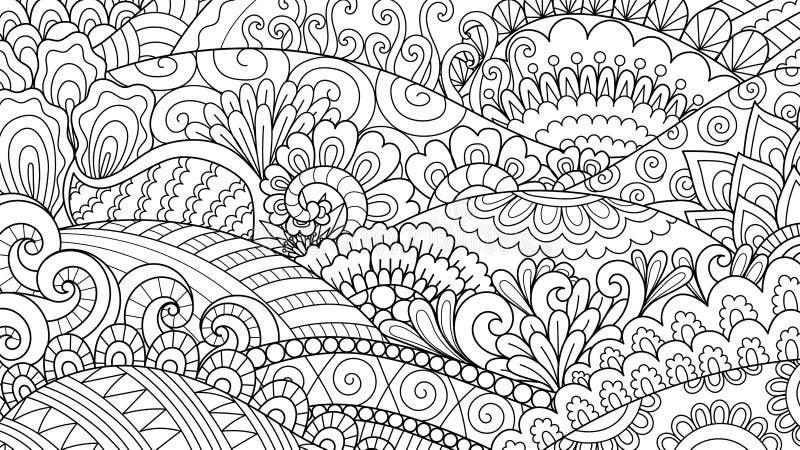Handdragna konsthantverk och abstrakta anläggningar för bakgrundsbruk, färgbok osv. Vektorillustration vektor illustrationer