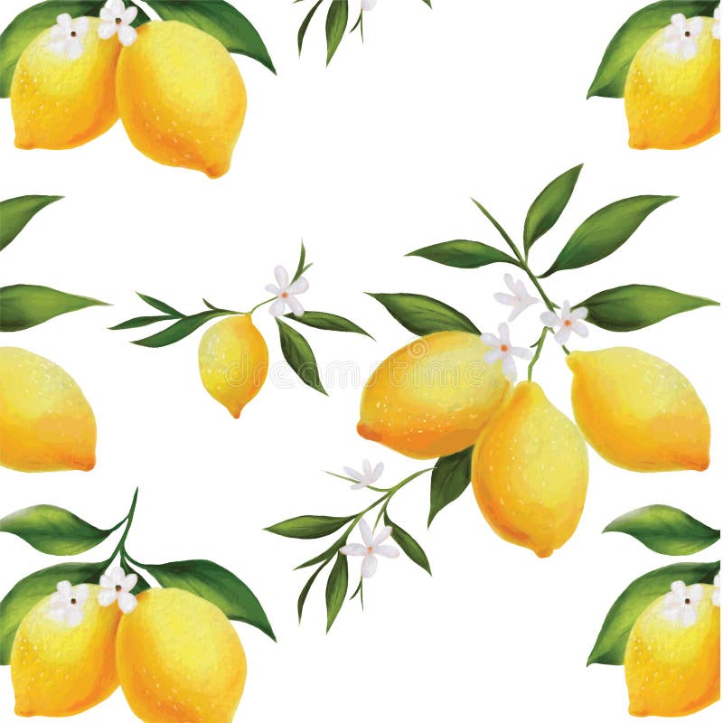 Handdrawing Seamless Watercolor Lemon Pattern vector illustration Handdrawing Seamless Watercolor Lemon Pattern vector illustration