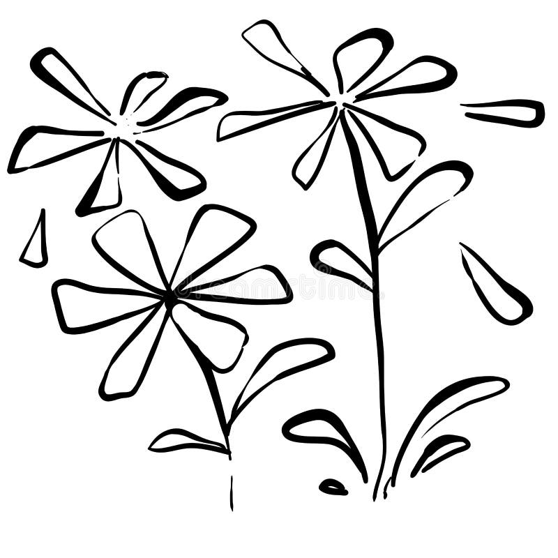 Handdrawn artistic wild plant flower illustration in doodle style royalty free illustration