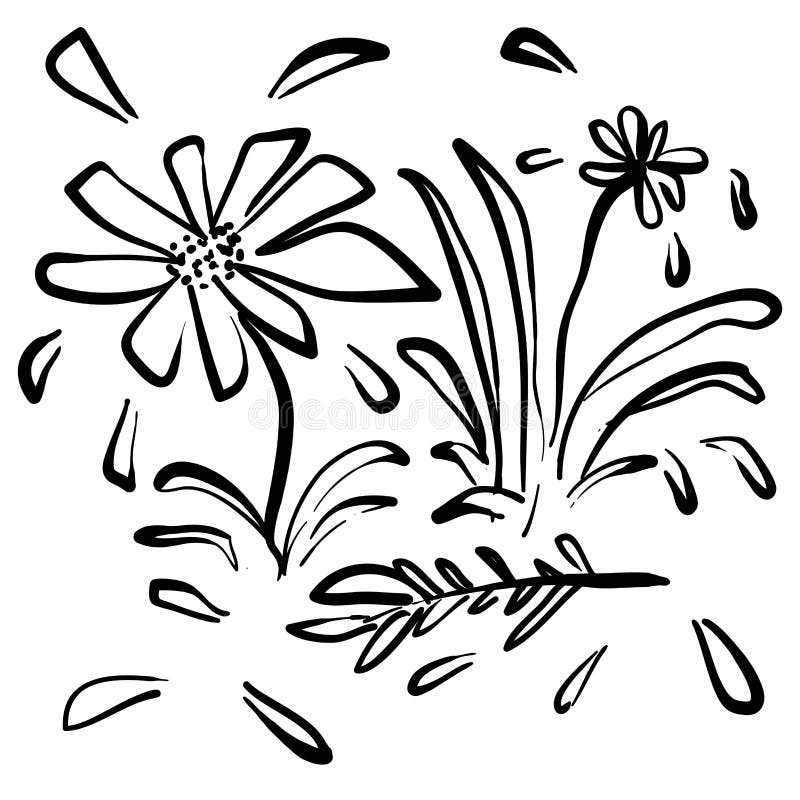 Handdrawn artistic wild plant flower illustration in doodle style vector illustration