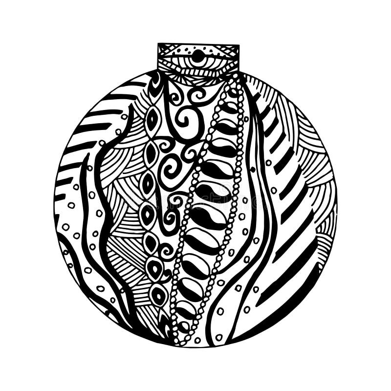 Handdrawn Black and White Ball Stock Vector Illustration of ornament