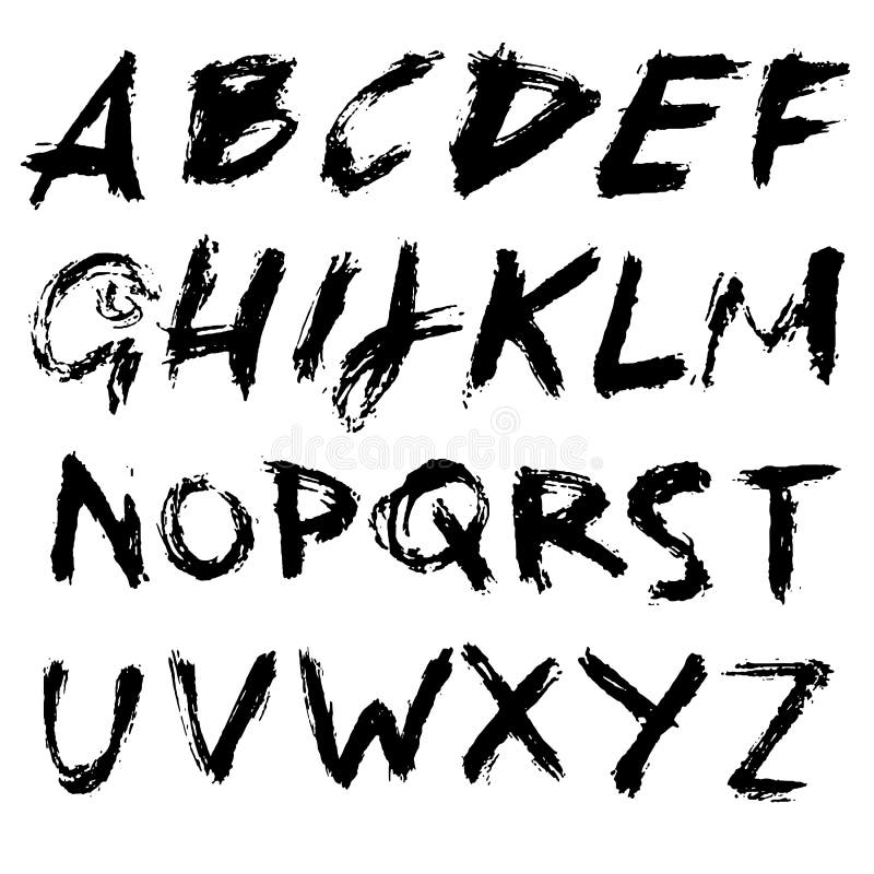 Handdrawn Dry Brush Font. Modern Brush Lettering. Grunge Style Alphabet ...