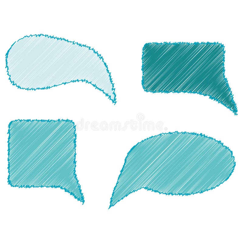 Handdrawn gekleurde die toespraakbellen op het wit worden geplaatst vector illustratie Handdrawn gekleurde die toespraakbellen op het wit worden geplaatst vector illustratie
