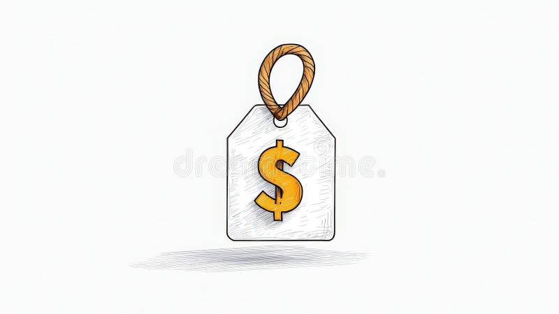 HandDrawn Price-Tag mit Dollar-Zeichen für Preis- und Vertriebskonzepte im Marketing stock abbildung