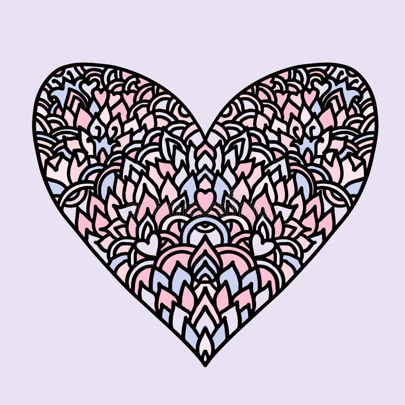 Download Handdrawn Zentangle Heart. Mandala Style Design For St ...