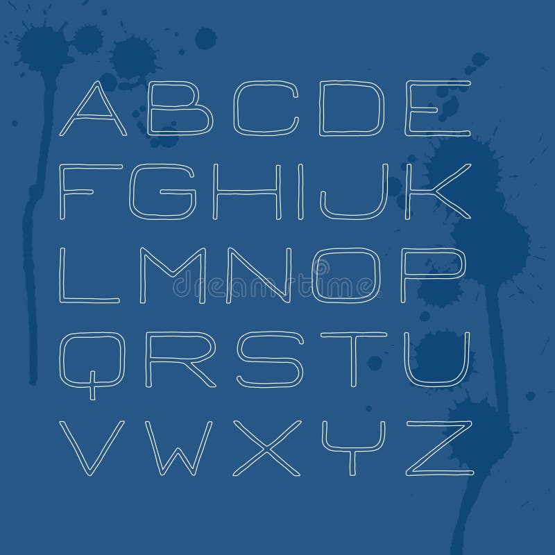 Handdrawn zonder serif doopvont Contourbrieven royalty-vrije illustratie Handdrawn zonder serif doopvont Contourbrieven royalty-vrije illustratie