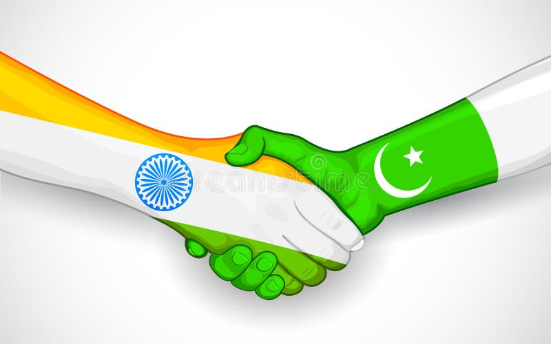 Handdruk tussen India en Pakistan stock illustratie Handdruk tussen India en Pakistan stock illustratie