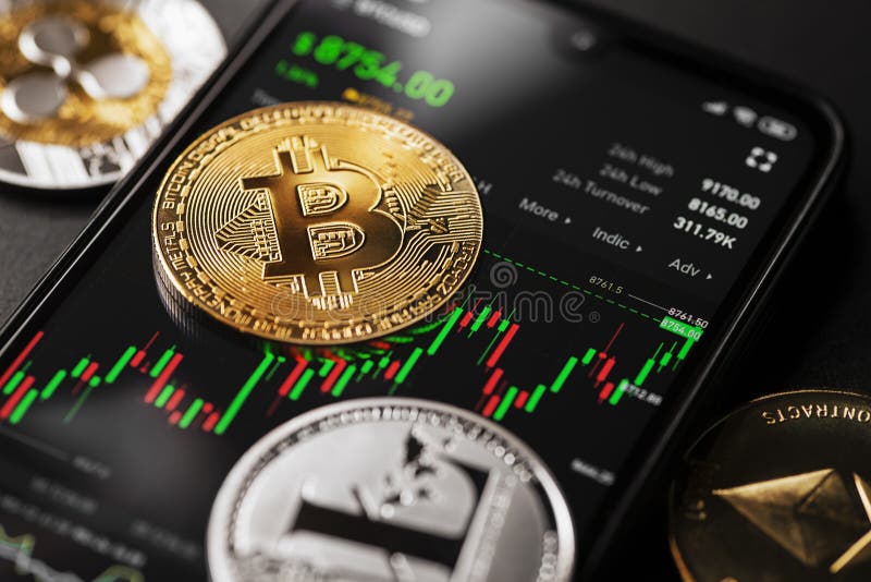 Handel med bitmynkryptovaluta arkivbilder