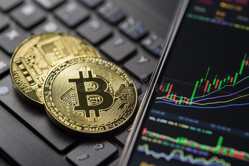 Handel med bitmynkryptovaluta royaltyfria bilder