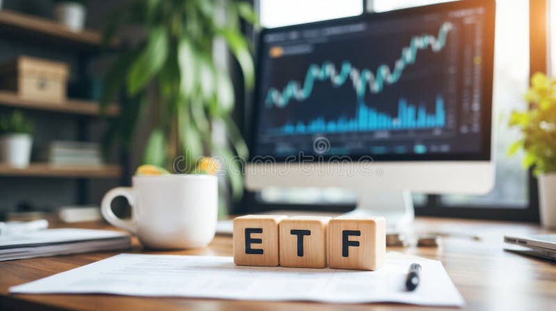 Handel och investeringar i börstrender och marknadsmöjligheter i utbytta fonder stock illustrationer