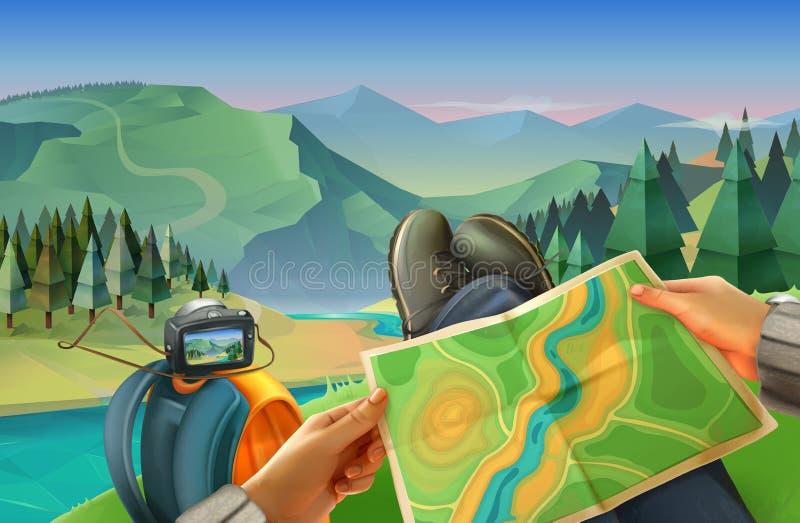 Handelsresande med en översikt stock illustrationer Handelsresande med en översikt stock illustrationer