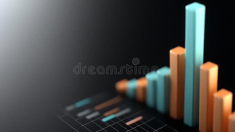 Handelsstapeldiagram uppåt pil 3d renderar enkelt. generativeai royaltyfri illustrationer