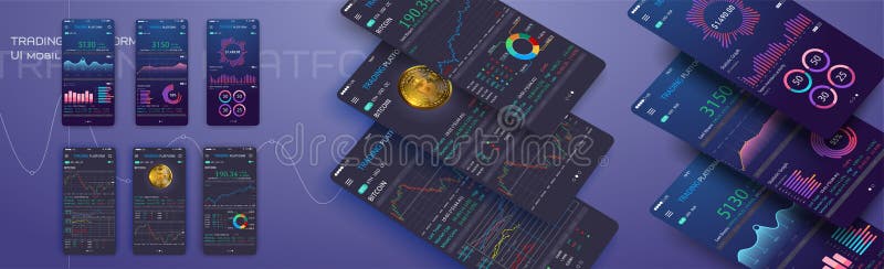 Handelsuitwisseling app op het telefoonscherm Mobiele bankwezencryptocurrency ui Online voorraad handelinterface vectoreps 10 royalty-vrije illustratie Handelsuitwisseling app op het telefoonscherm Mobiele bankwezencryptocurrency ui Online voorraad handelinterface vectoreps 10 royalty-vrije illustratie