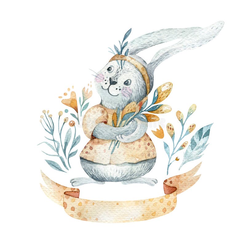 Handen drog lyckliga easter för vattenfärgen uppsättningen med kaniner planlägger Bohemisk stil för kanin, isolerad bohoillustrat royaltyfri illustrationer Handen drog lyckliga easter för vattenfärgen uppsättningen med kaniner planlägger Bohemisk stil för kanin, isolerad bohoillustrat royaltyfri illustrationer