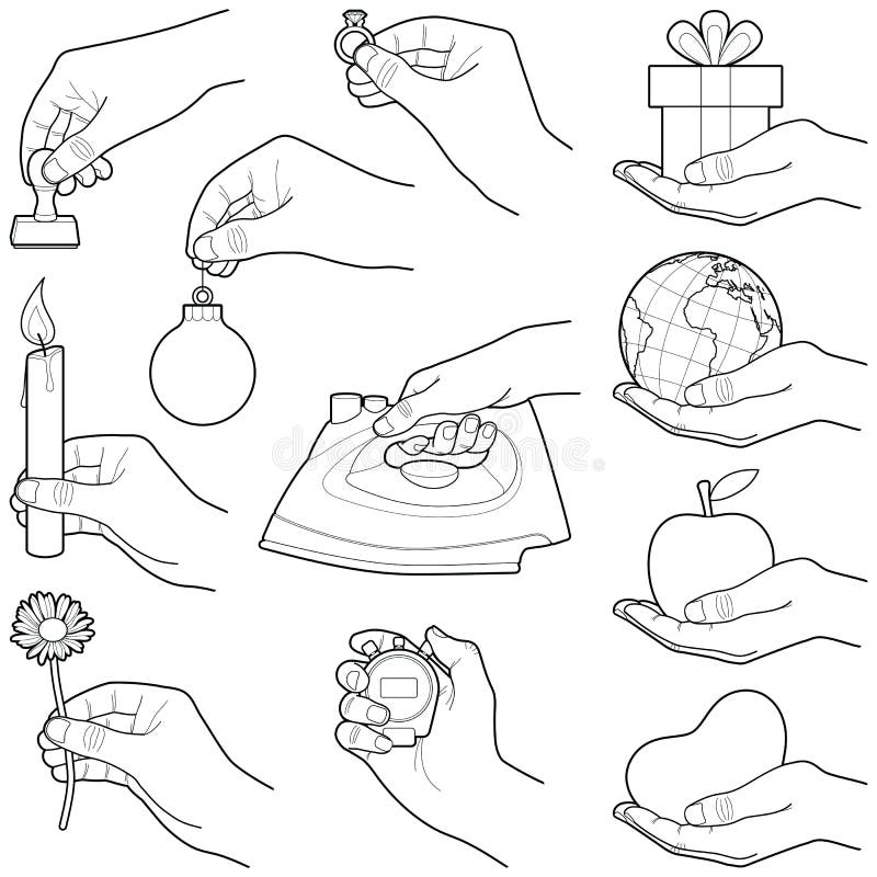 Handen met voorwerp royalty-vrije illustratie