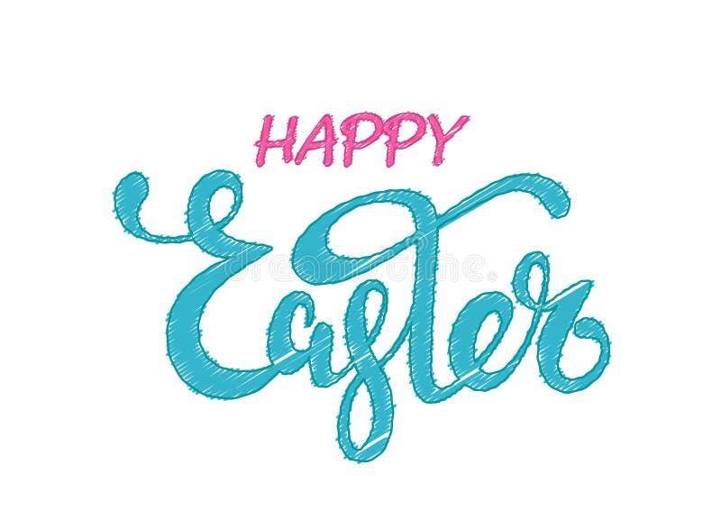 Hand sketched Happy Easter text as logotype, badge and icon. Drawn Resurrection postcard, card, invitation, poster, banner template lettering typography. Seasons Greetings isolated on white background. vector and illustration. Hand sketched Happy Easter text as logotype, badge and icon. Drawn Resurrection postcard, card, invitation, poster, banner template lettering typography. Seasons Greetings isolated on white background. vector and illustration.