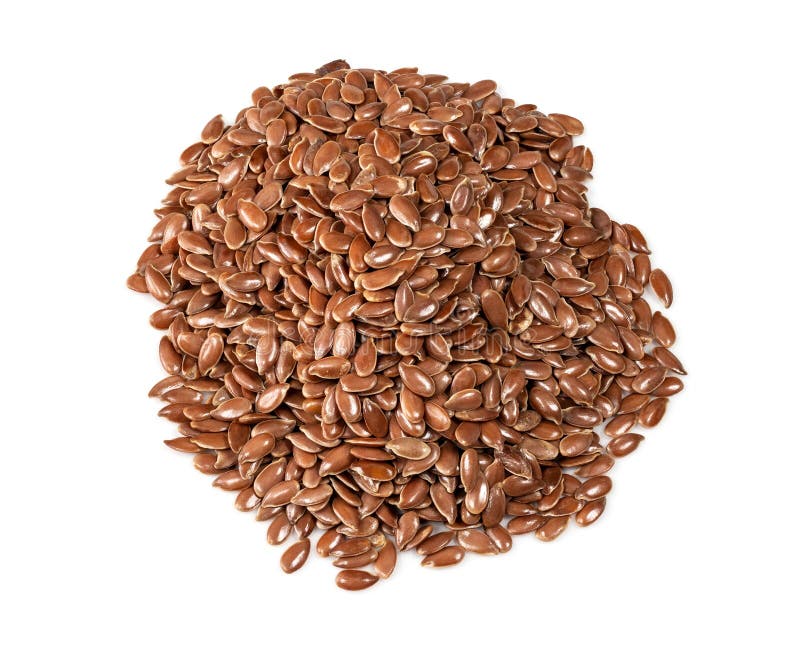 Handful of Brown Flax Seeds Closeup on White Stock Photo - Image of ...