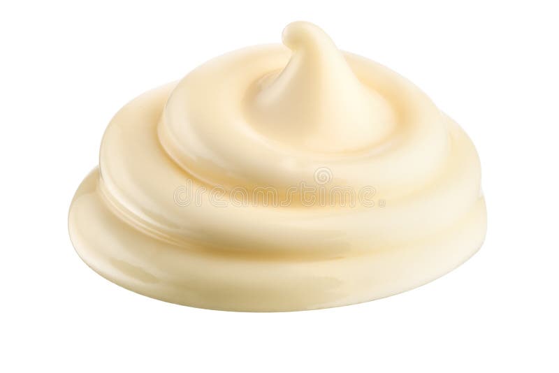 Handful of mayonnaise. Swirl on white. Clipping path.