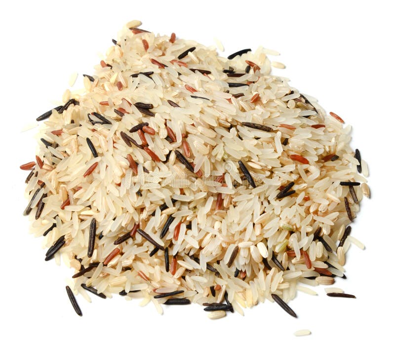 A handful of rice of different varieties on a white isolated background. stock photography A handful of rice of different varieties on a white isolated background. stock photography