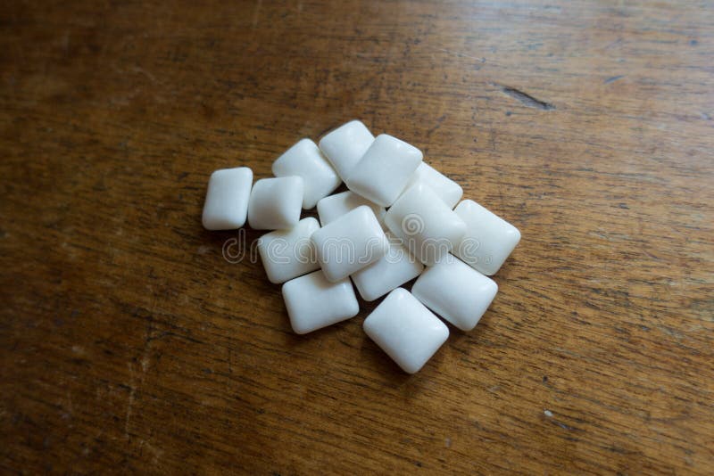 Handful of white chewing gum cushions stock images Handful of white chewing gum cushions stock images