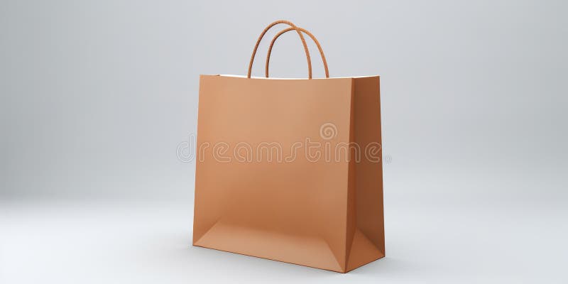Handgearbeitete Karamellacktasche mit geschwungenen Griffen in einer realistischen 3D-Darstellung lizenzfreie abbildung